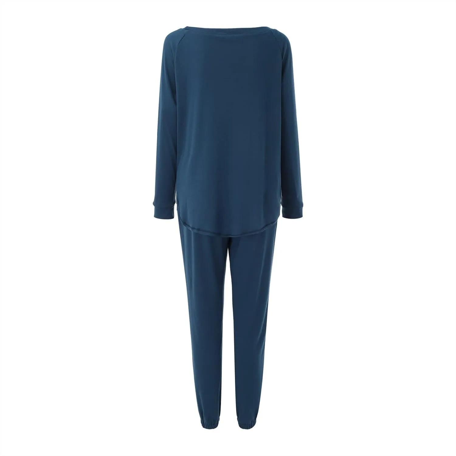 cooki Women's Pajama Sets Long Sleeve Sleepwear Loungewear Loose V Neck Top Drawstring Wide Leg Pants Set Lounger Nightwear