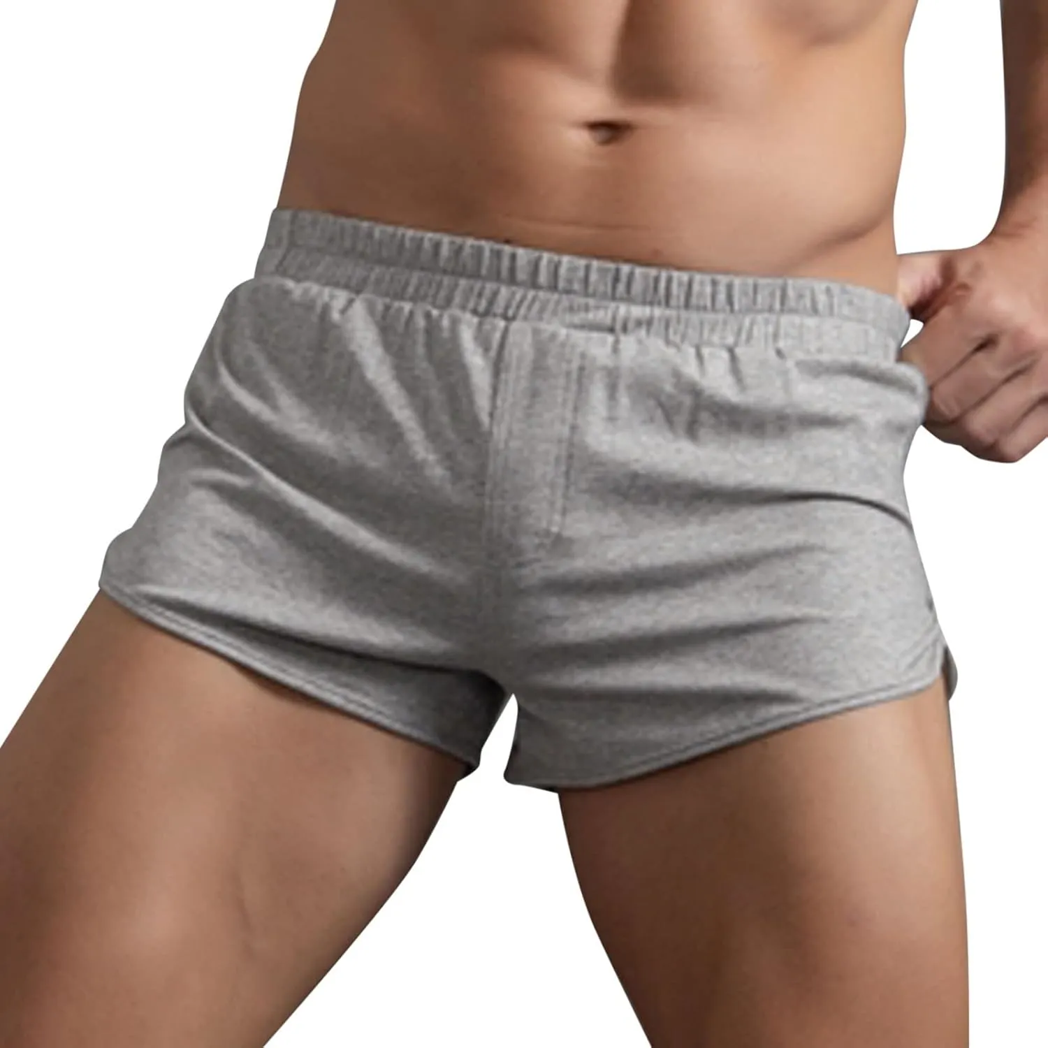 Cotton Boxer Briefs for Men Breathable High Waisted Lightweight Sexy Beach Underwear Stretch Comfortable Soft Pouch Trunks