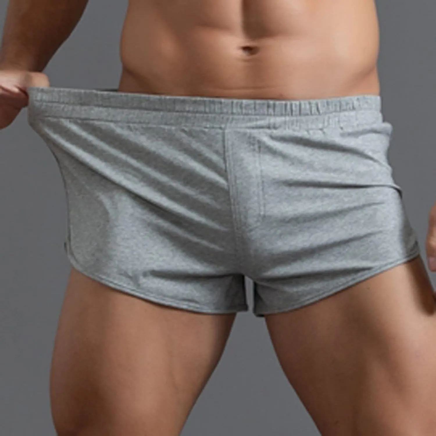 Cotton Boxer Briefs for Men Breathable High Waisted Lightweight Sexy Beach Underwear Stretch Comfortable Soft Pouch Trunks