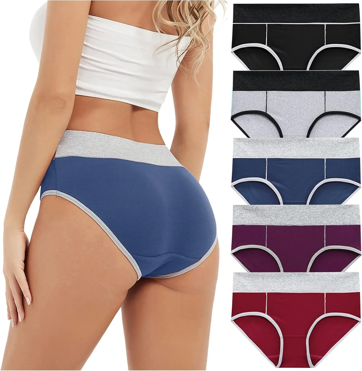Cotton High Waist Panties for Women Breathable Comfortable Underwear Soft Seamless Full Coverage Briefs