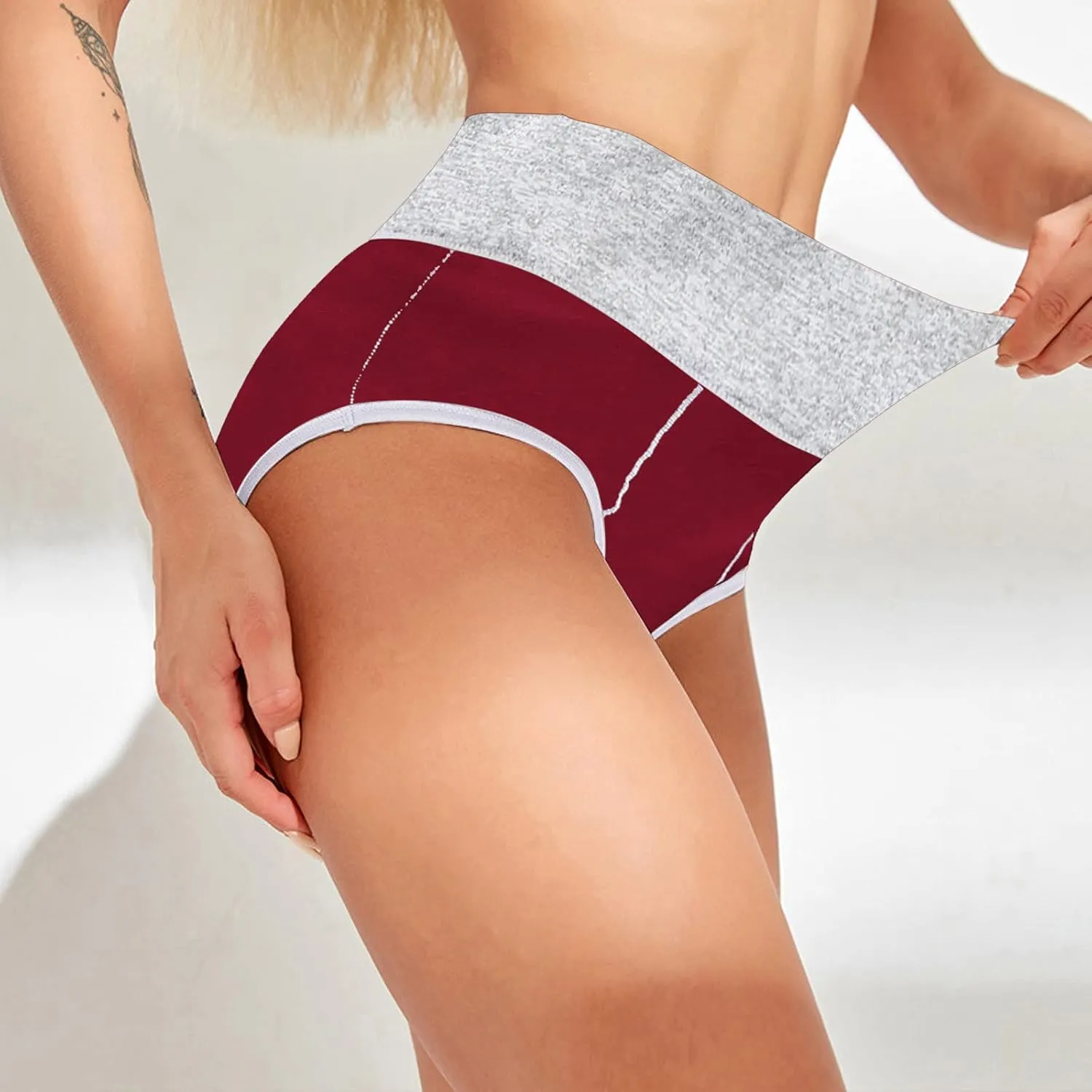 Cotton High Waist Panties for Women Breathable Comfortable Underwear Soft Seamless Full Coverage Briefs