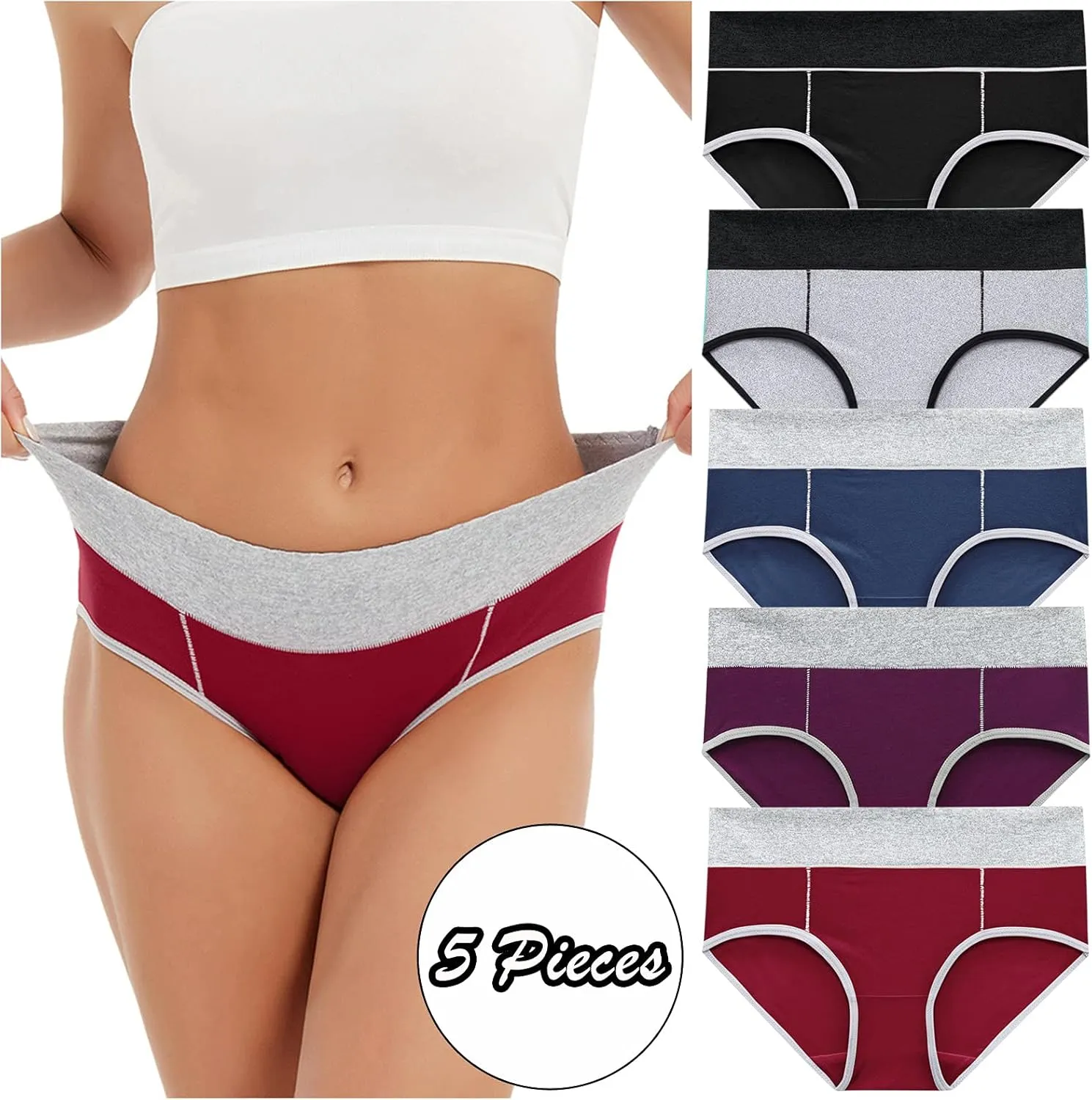 Cotton High Waist Panties for Women Breathable Comfortable Underwear Soft Seamless Full Coverage Briefs