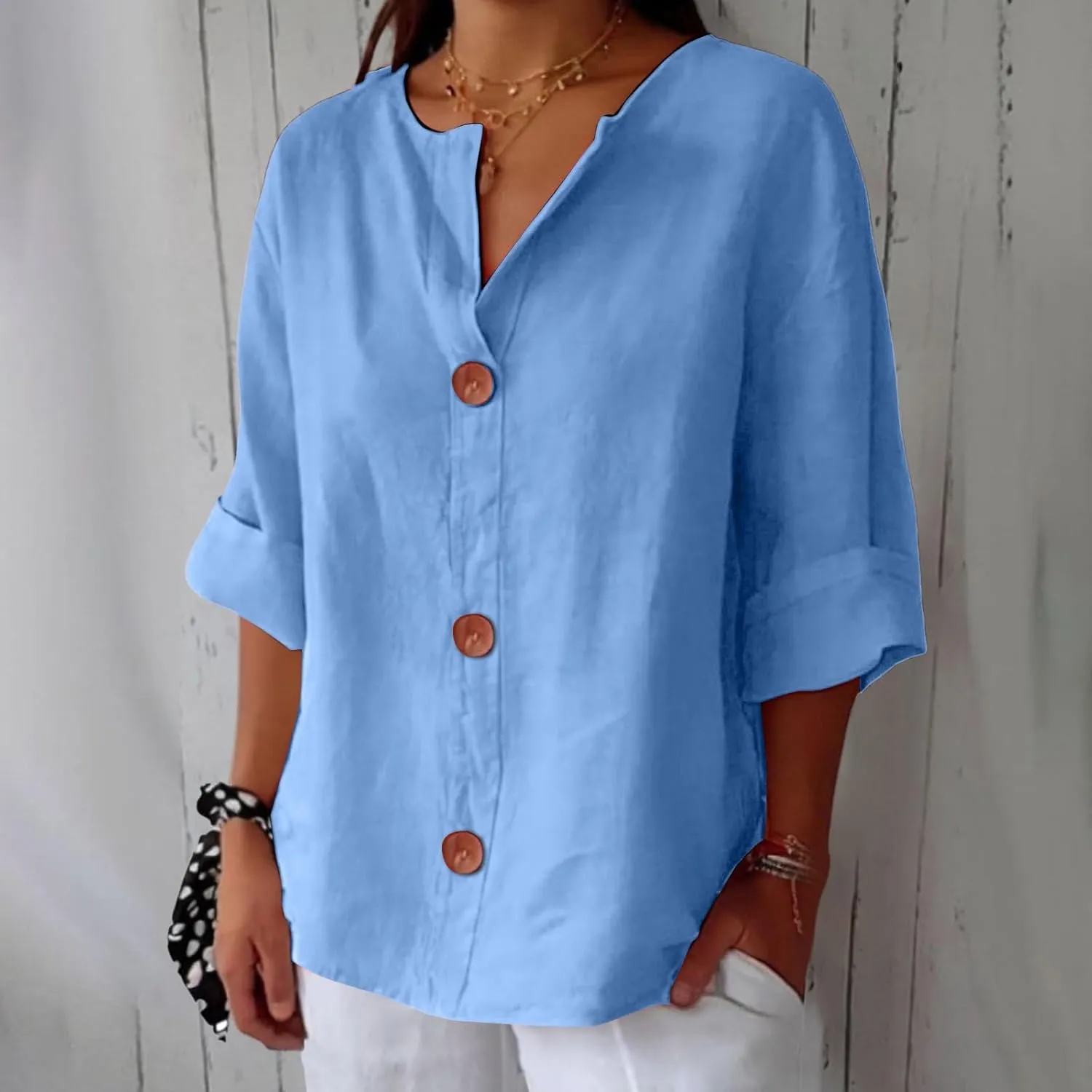 Cotton Linen Shirts for Women 2025 Summer Button Down Tops Short Sleeve Casual Blouses Oversized Tshirts