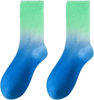 Cotton Middle Tube Socks For Men & Women Fashion Gradient Soft Breathable Athletic Socks Non-Slip Cushioned Stocking