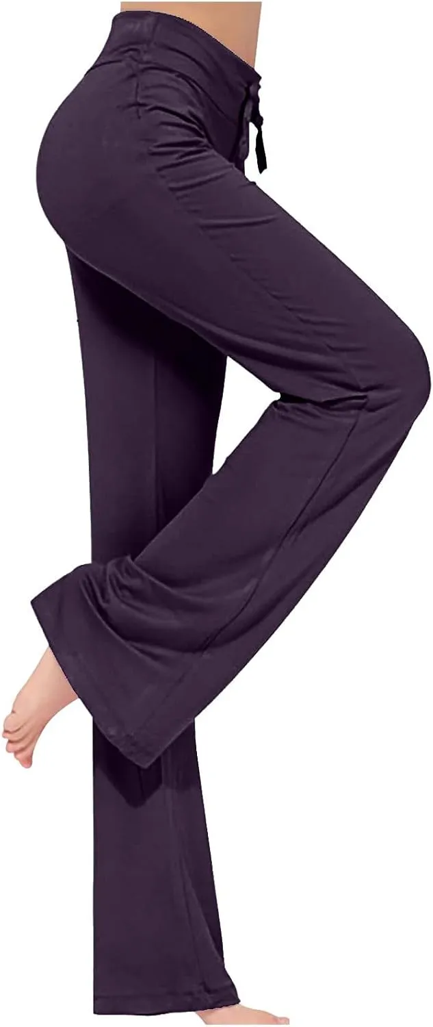 Crazy Yoga Leggings for Women Flared Pants Fitness Yoga Pants Fold Over Leggings for Women High Waist Yoga Pants