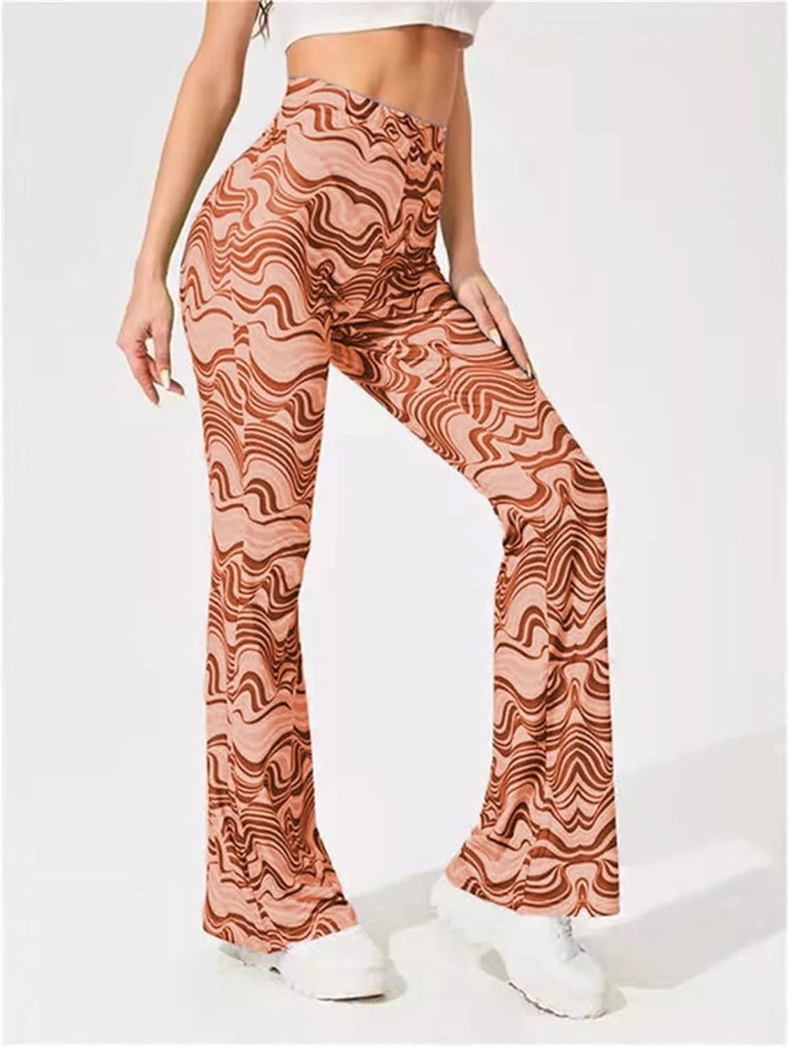 Crazy Yoga Leggings for Women Flared Pants Fitness Yoga Pants Fold Over Leggings for Women High Waist Yoga Pants