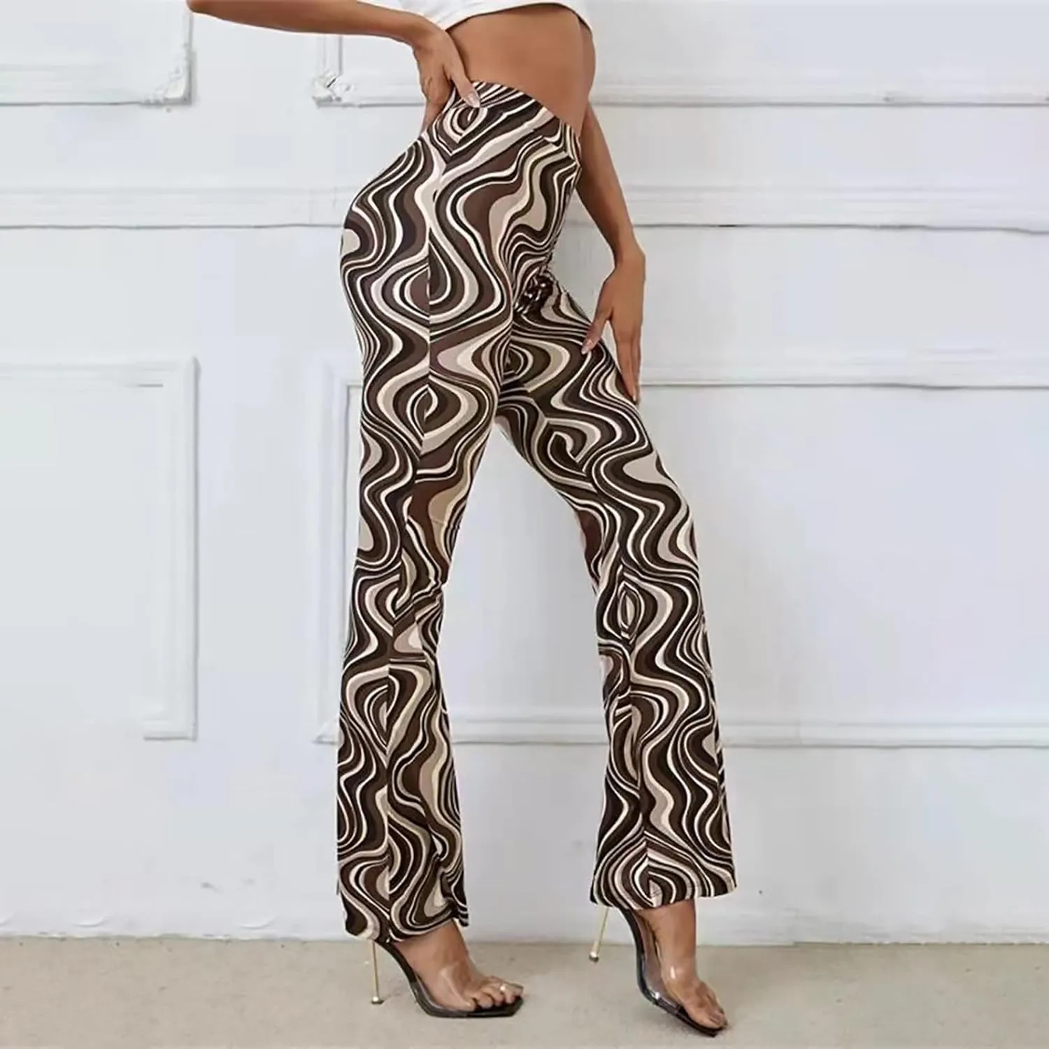 Crazy Yoga Leggings for Women Flared Pants Fitness Yoga Pants Fold Over Leggings for Women High Waist Yoga Pants