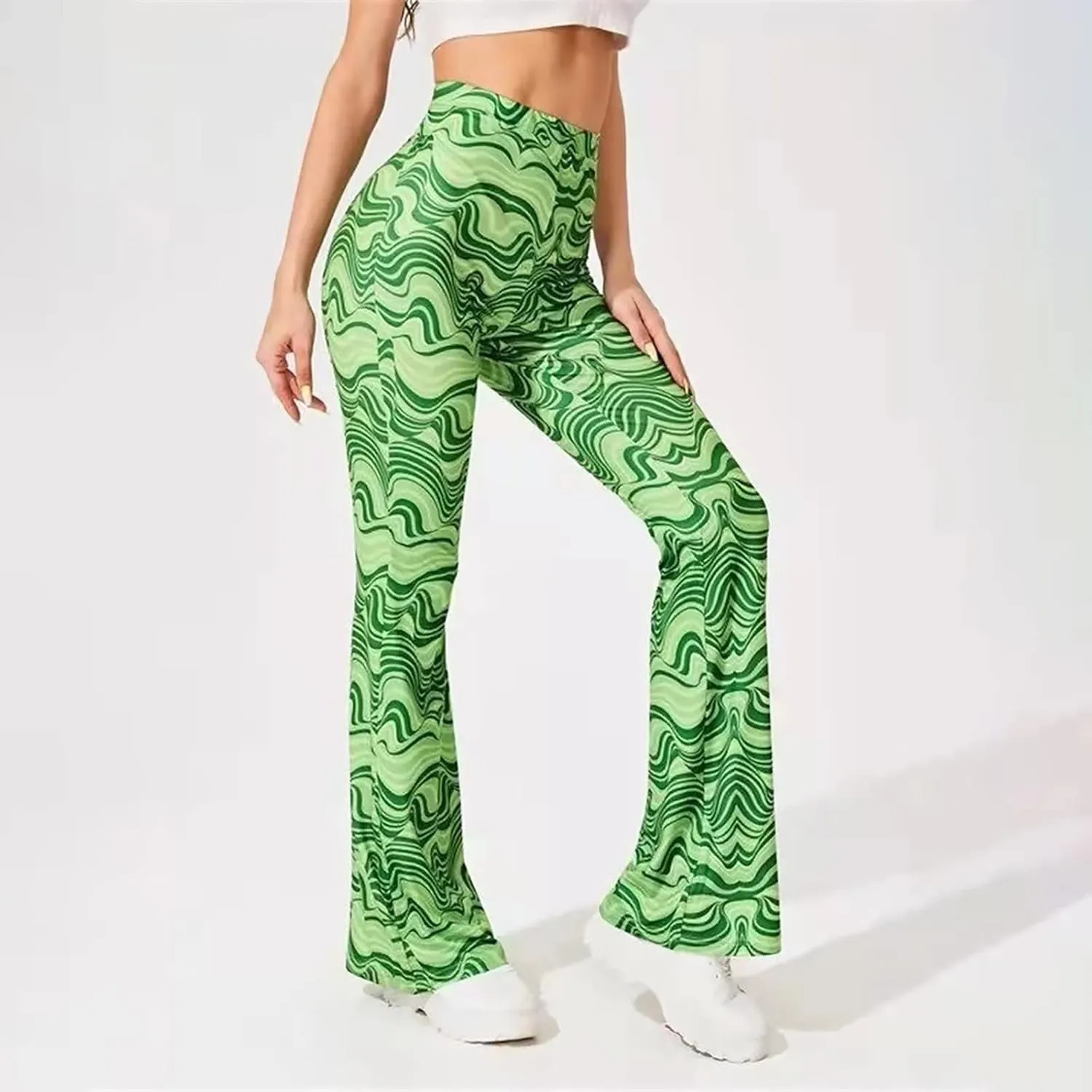 Crazy Yoga Leggings for Women Flared Pants Fitness Yoga Pants Fold Over Leggings for Women High Waist Yoga Pants