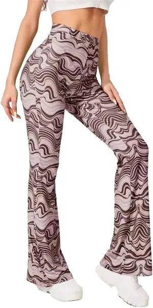 Crazy Yoga Leggings for Women Flared Pants Fitness Yoga Pants Fold Over Leggings for Women High Waist Yoga Pants