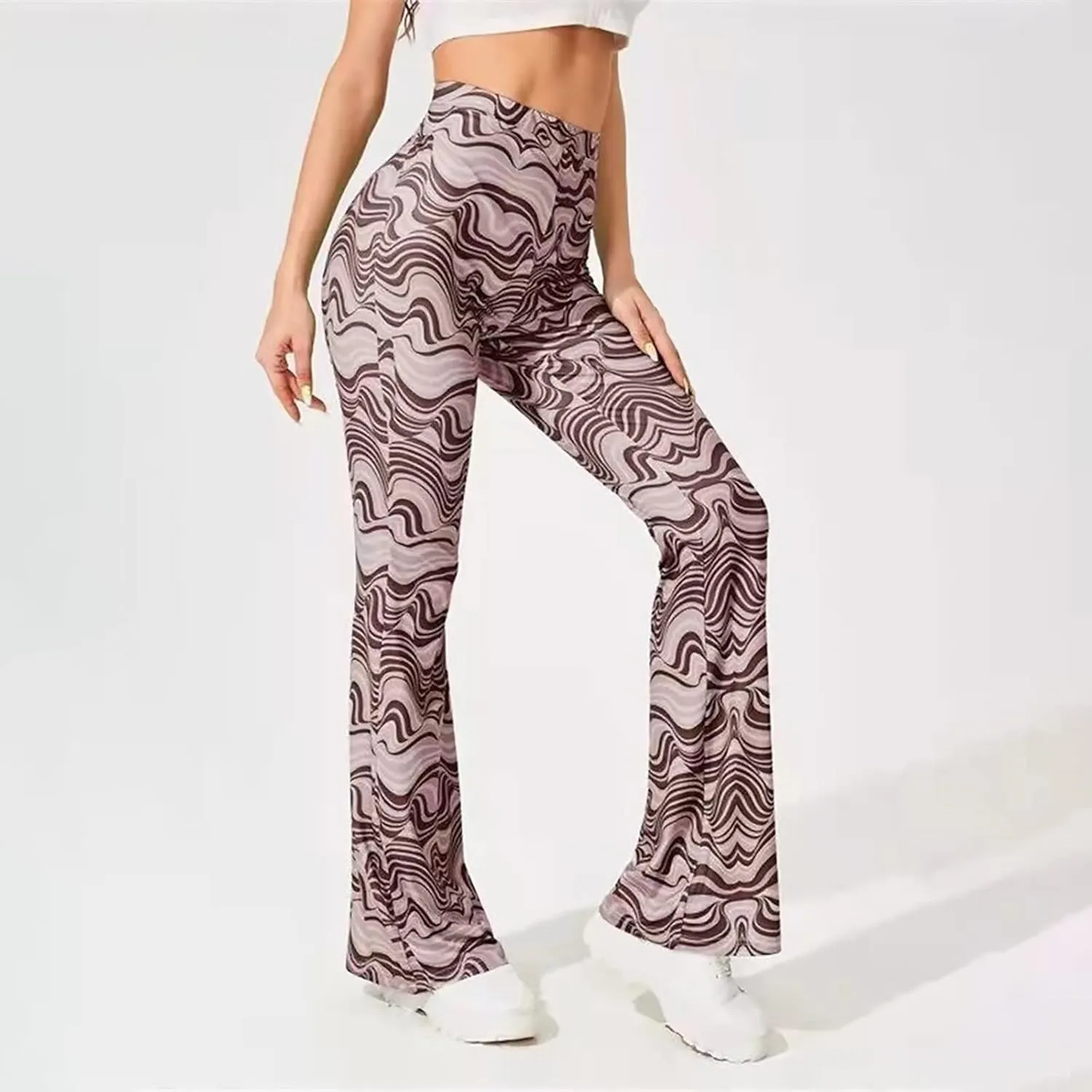 Crazy Yoga Leggings for Women Flared Pants Fitness Yoga Pants Fold Over Leggings for Women High Waist Yoga Pants