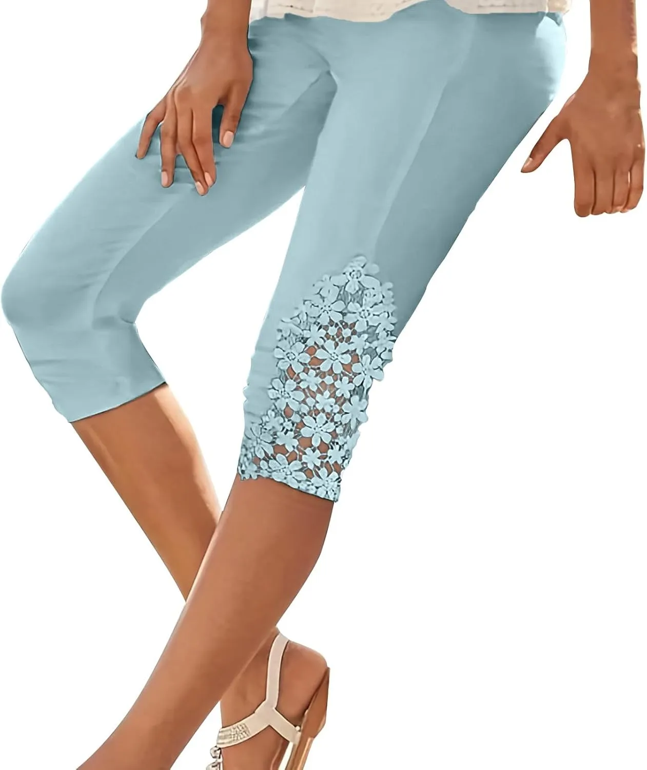 CRNTCEM Womens Cropped 3/4 Crop Leggings Pants Office Work Going Out Party Leggings Slim Fit Fashion Casual Cropped Pant