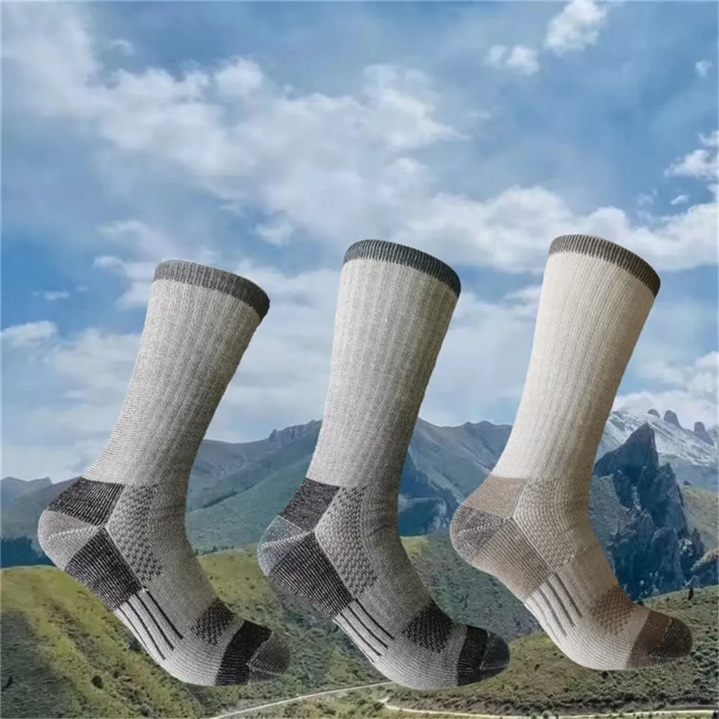 CSCDD 3 Pairs Mens Wool Socks Hiking Crew Work Socks Thermal Warmest