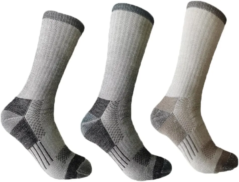 CSCDD 3 Pairs Mens Wool Socks Hiking Crew Work Socks Thermal Warmest