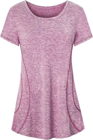Cucuchy Womens Yoga Tops Flowy Fitness Workout Shirts Short Sleeve Activewear