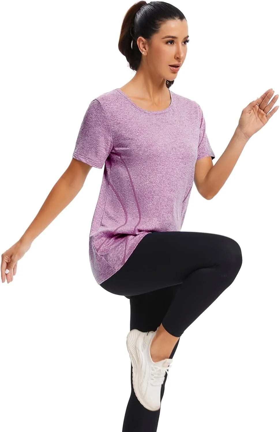Cucuchy Womens Yoga Tops Flowy Fitness Workout Shirts Short Sleeve Activewear