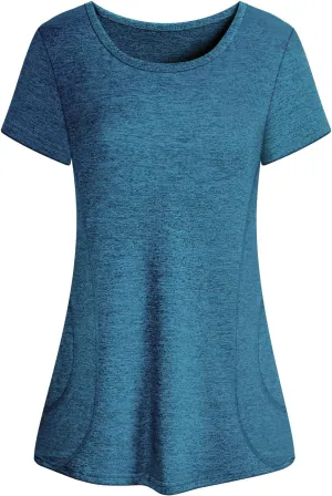 Cucuchy Womens Yoga Tops Flowy Fitness Workout Shirts Short Sleeve Activewear