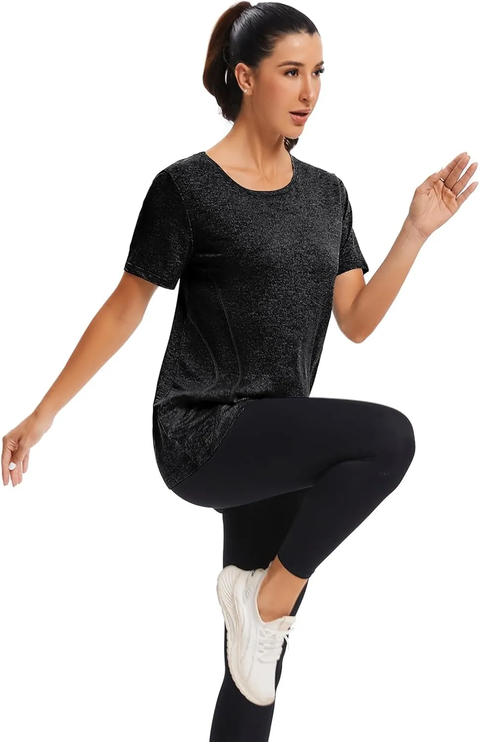 Cucuchy Womens Yoga Tops Flowy Fitness Workout Shirts Short Sleeve Activewear