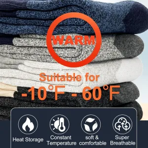Cushioned Wool Socks Mens, 5 Pairs Hiking Thermal Warm Socks for Men Walking Super Soft Cozy Boot Socks (Multicolor), Small
