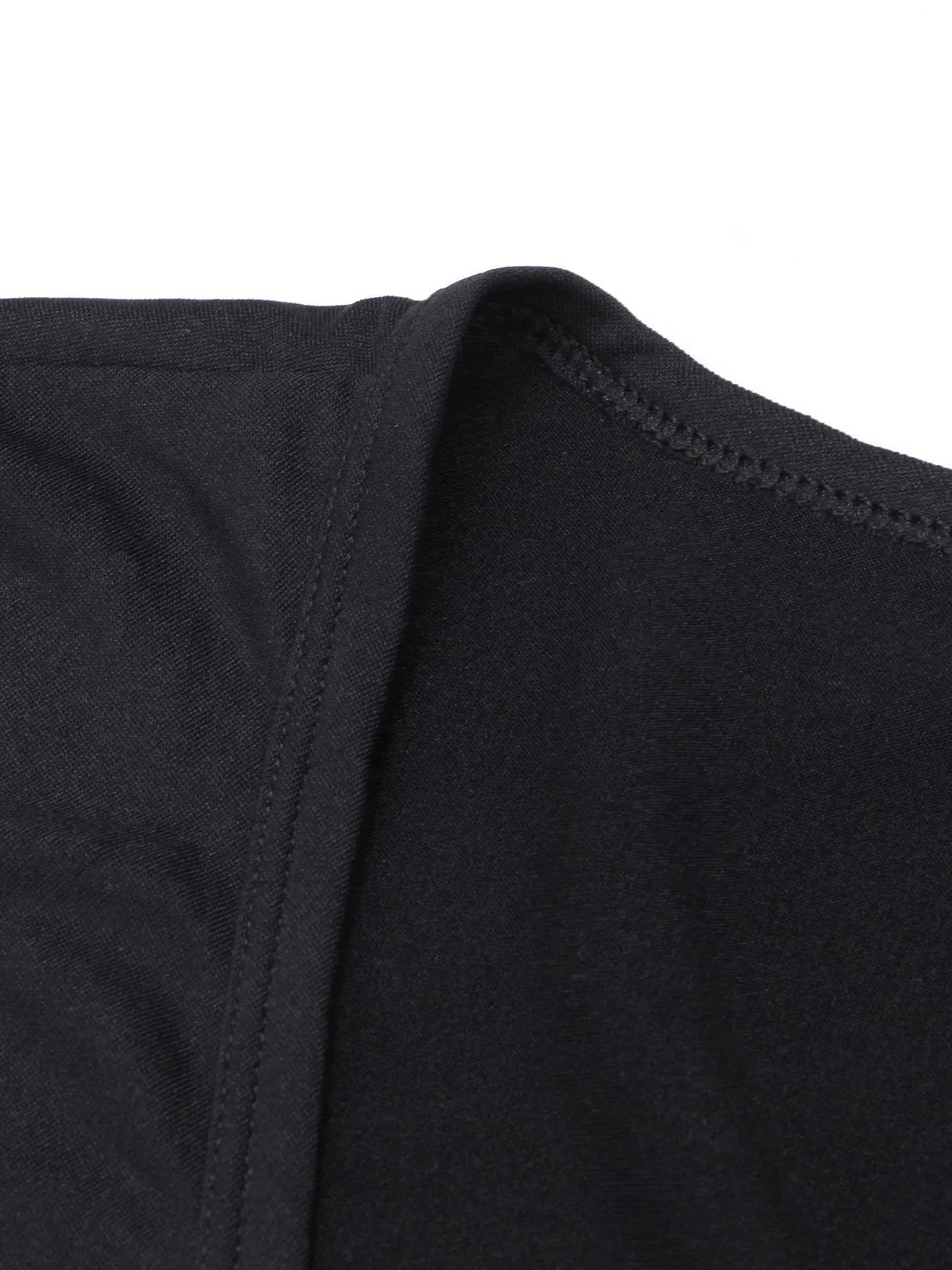 Custom Cross Front Fall V-Neck Long Sleeve Black T-Shirts
