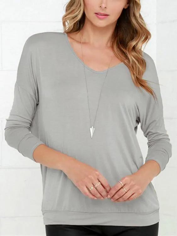 Custom V-Neck Backless Long Sleeve T-Shirts