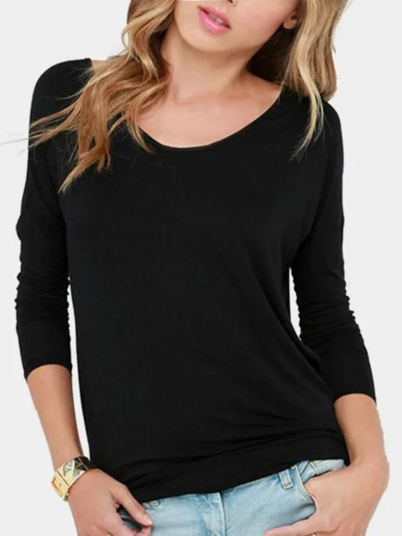 Custom V-Neck Backless Long Sleeve T-Shirts