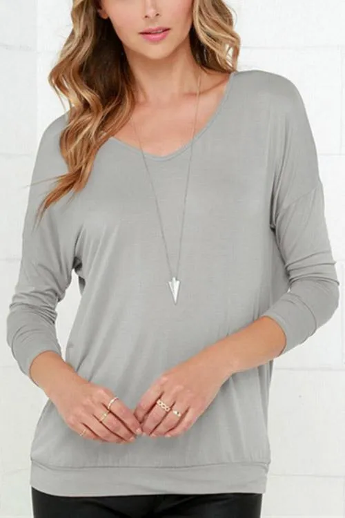 Custom V-Neck Backless Long Sleeve T-Shirts
