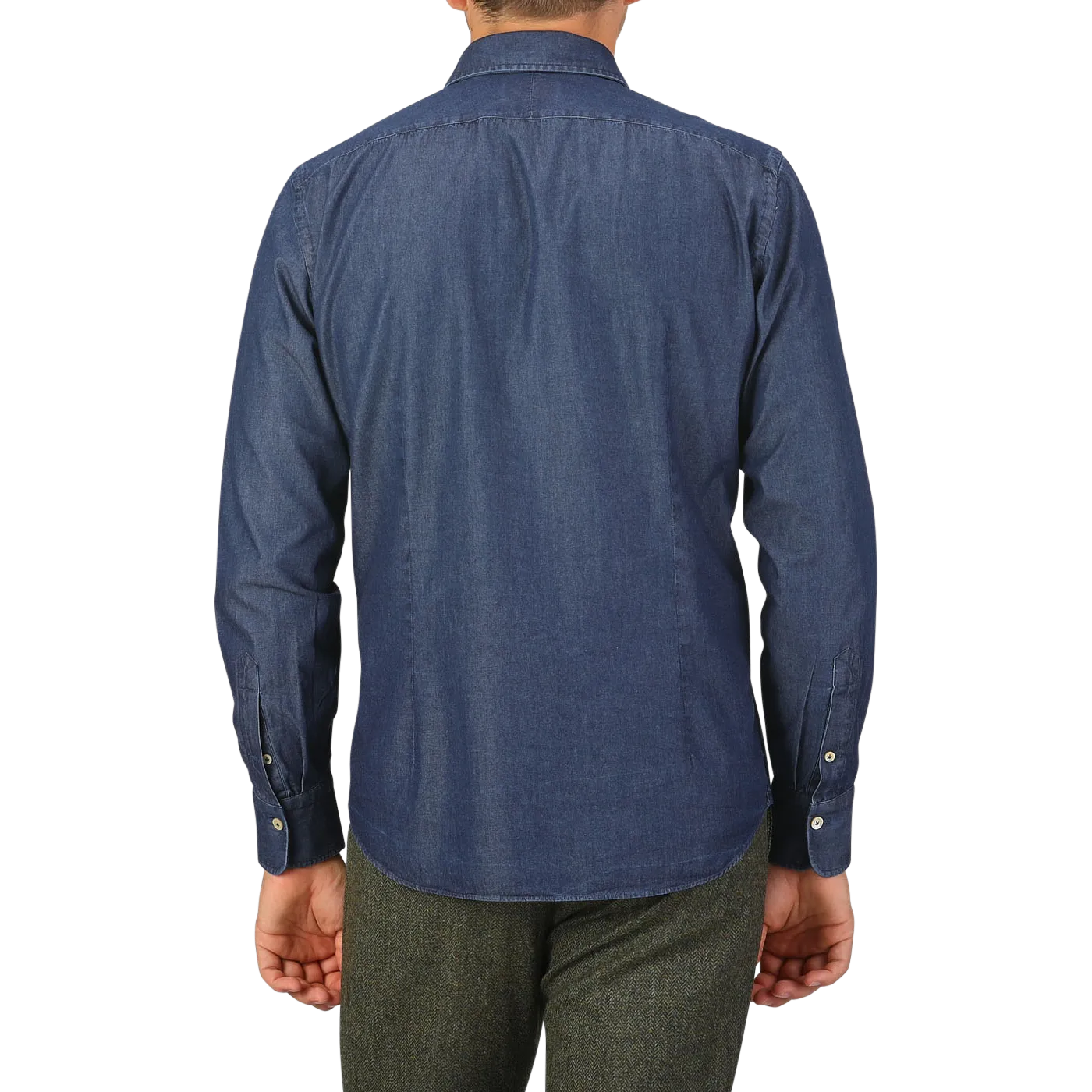 Dark Blue Cotton Denim Single Cuff Shirt
