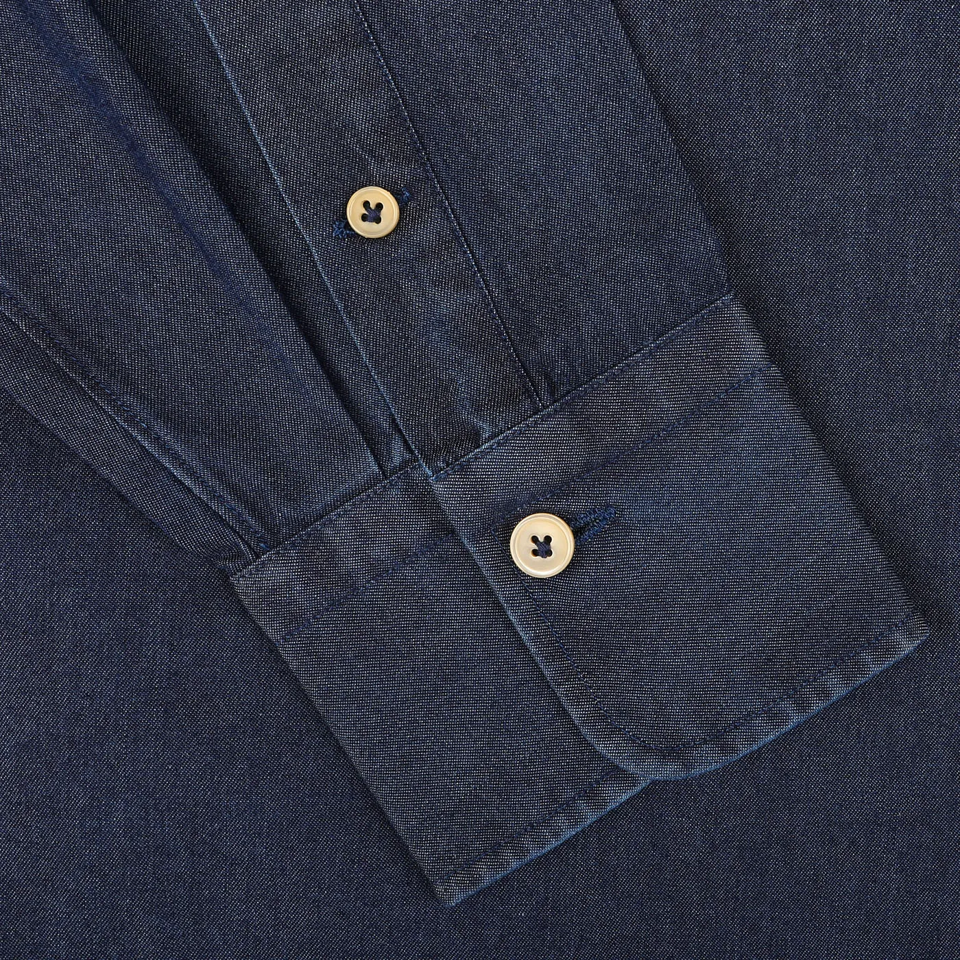 Dark Blue Cotton Denim Single Cuff Shirt