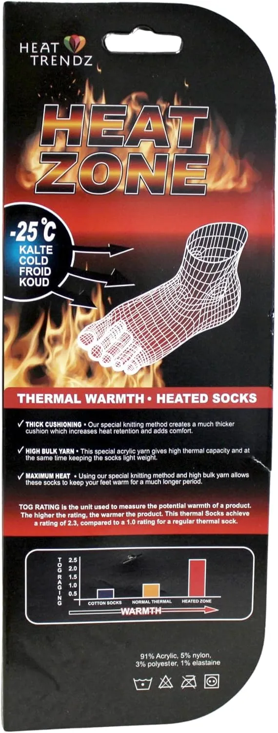 Dependable Industries inc. Essentials Mens Heat Thick Insulated Extreme Cold Weather Winter Boot Thermal Heated Socks 10-13