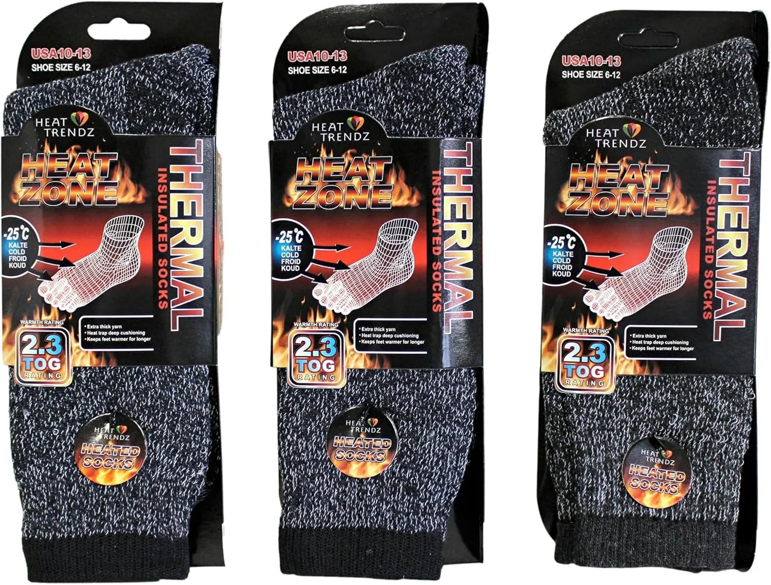 Dependable Industries inc. Essentials Mens Heat Thick Insulated Extreme Cold Weather Winter Boot Thermal Heated Socks 10-13