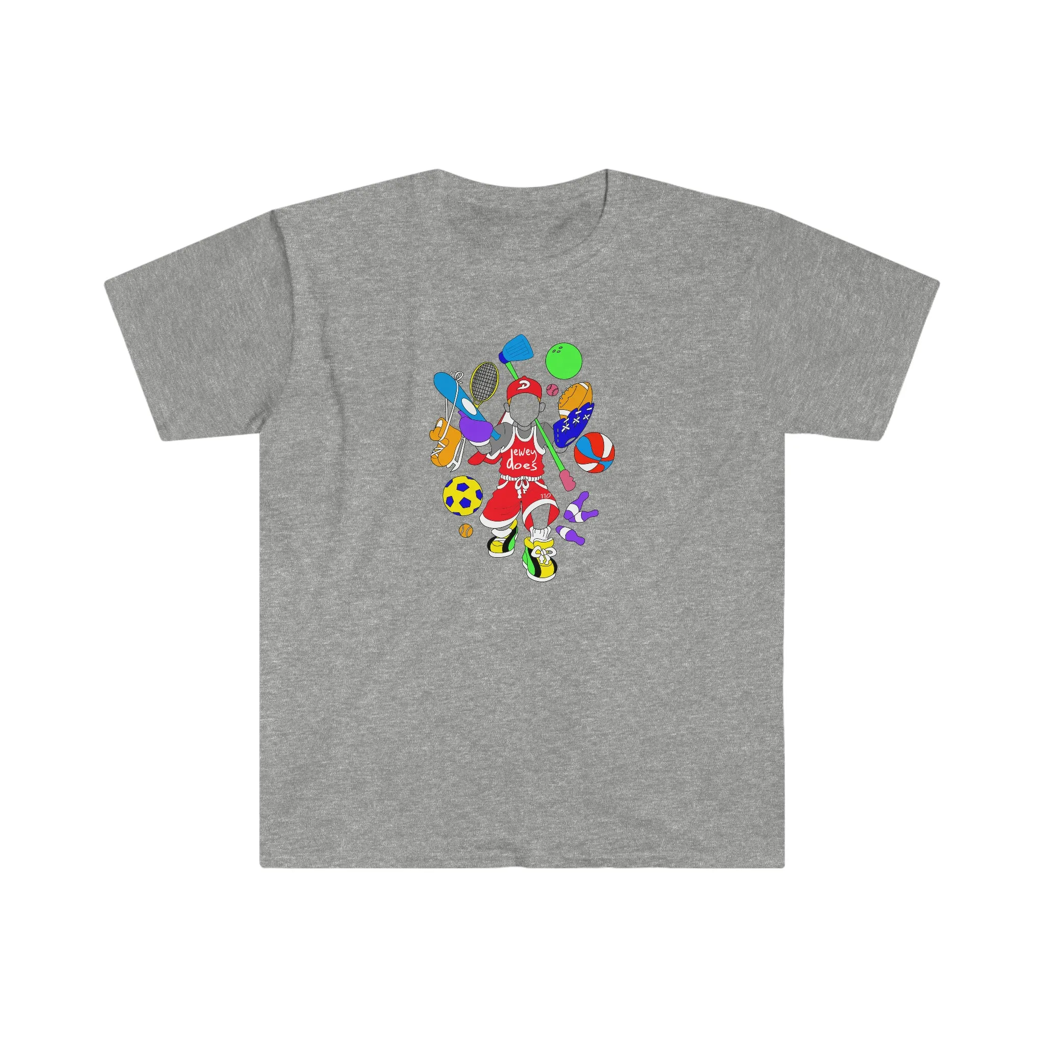 Dewey Does Multicolor Red All Sport Logo Unisex Softstyle T-Shirt