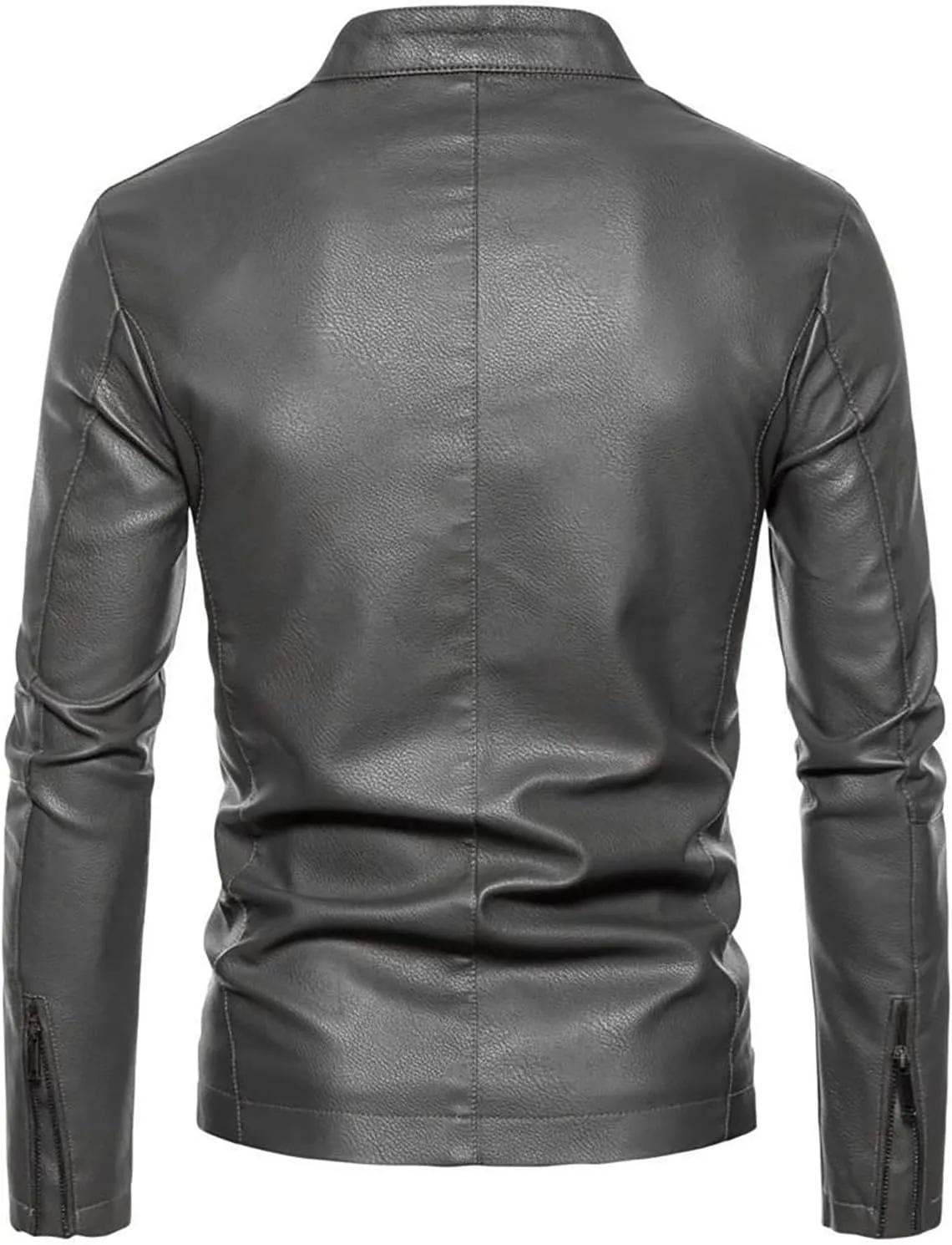 Dgoopd Leather Jacket for Men Slim Fit Motorcycle Jacket Stand Collar Moto Jacket Zip up Biker Jacket Casual Leather Coats