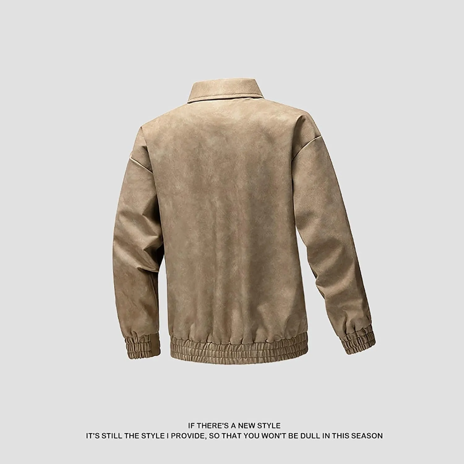Dgoopd Leather Jacket for Men Zip up Moto Jacket Slim Fit Motorcycle Jacket Turn down Collar Jacket Casual Biker Jacket