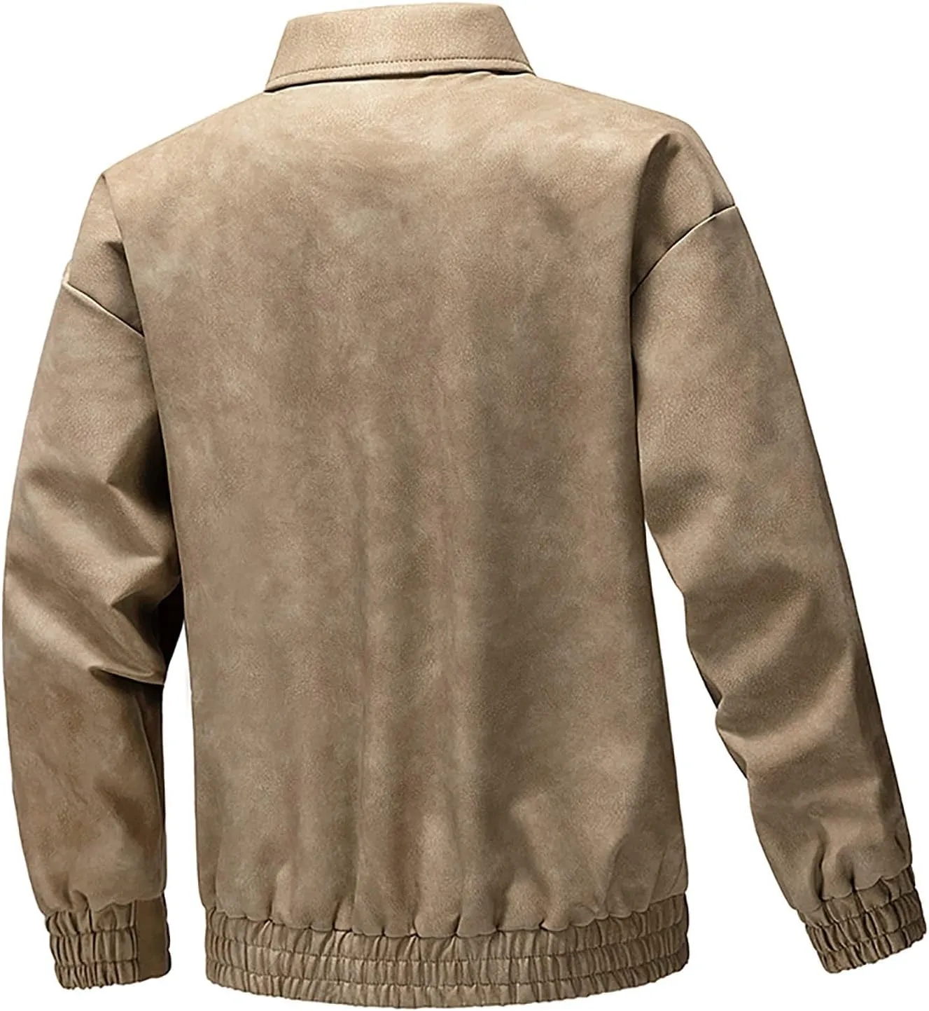Dgoopd Leather Jacket for Men Zip up Moto Jacket Slim Fit Motorcycle Jacket Turn down Collar Jacket Casual Biker Jacket