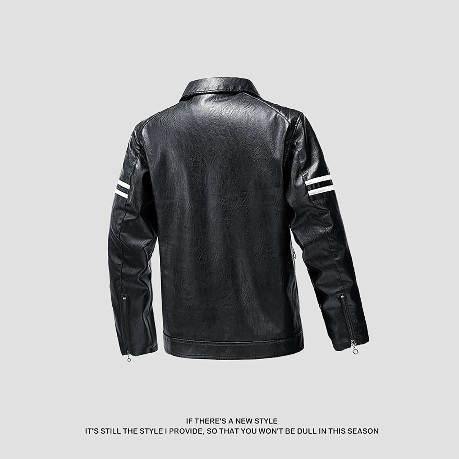 Dgoopd Leather Jacket for Men Zip up Moto Jacket Slim Fit Motorcycle Jacket Turn down Collar Jacket Casual Biker Jacket