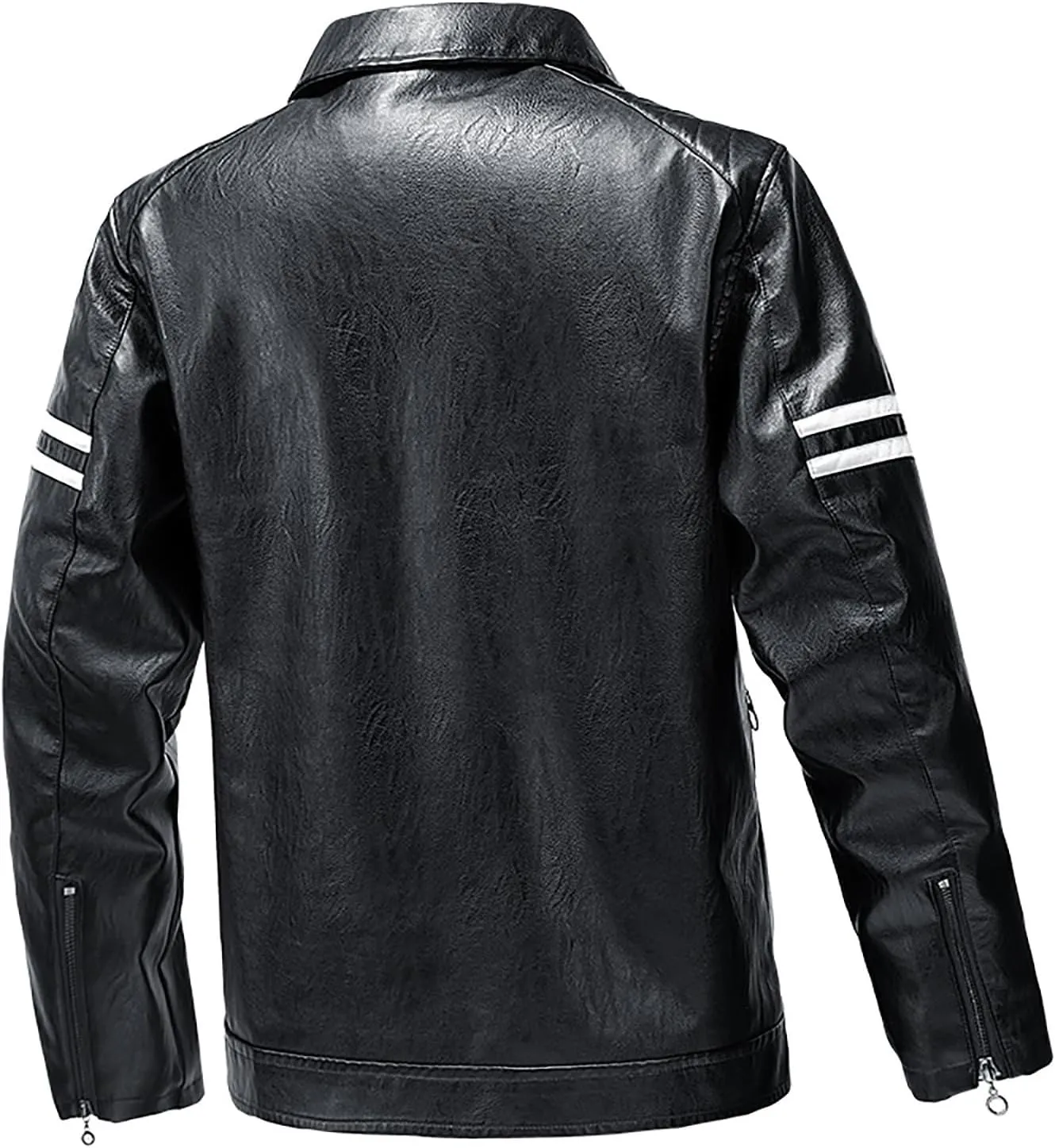 Dgoopd Leather Jacket for Men Zip up Moto Jacket Slim Fit Motorcycle Jacket Turn down Collar Jacket Casual Biker Jacket