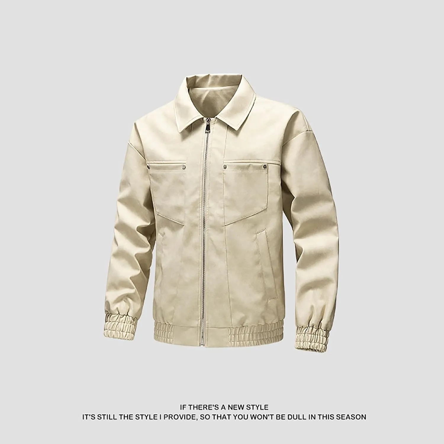 Dgoopd Leather Jacket for Men Zip up Moto Jacket Slim Fit Motorcycle Jacket Turn down Collar Jacket Casual Biker Jacket