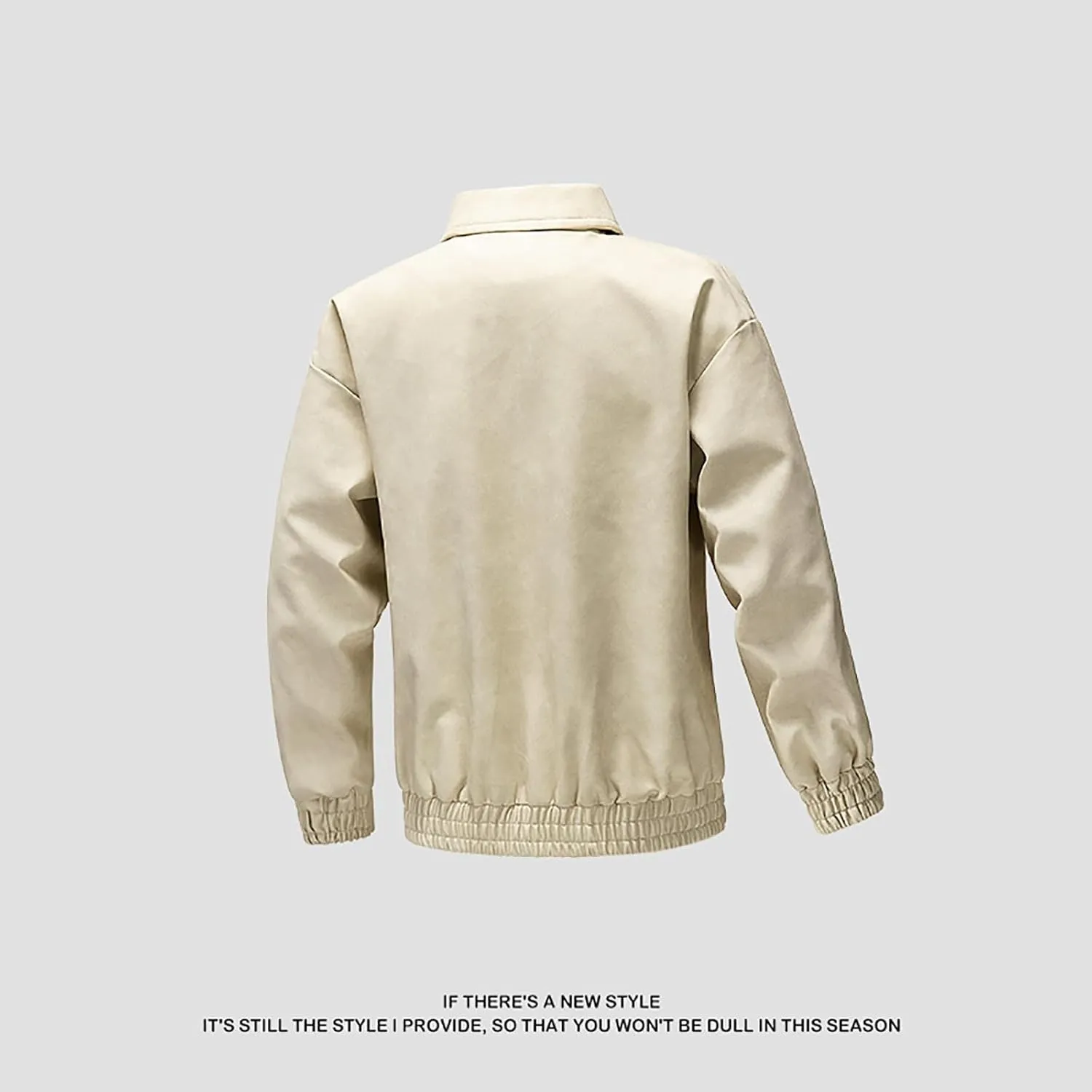 Dgoopd Leather Jacket for Men Zip up Moto Jacket Slim Fit Motorcycle Jacket Turn down Collar Jacket Casual Biker Jacket