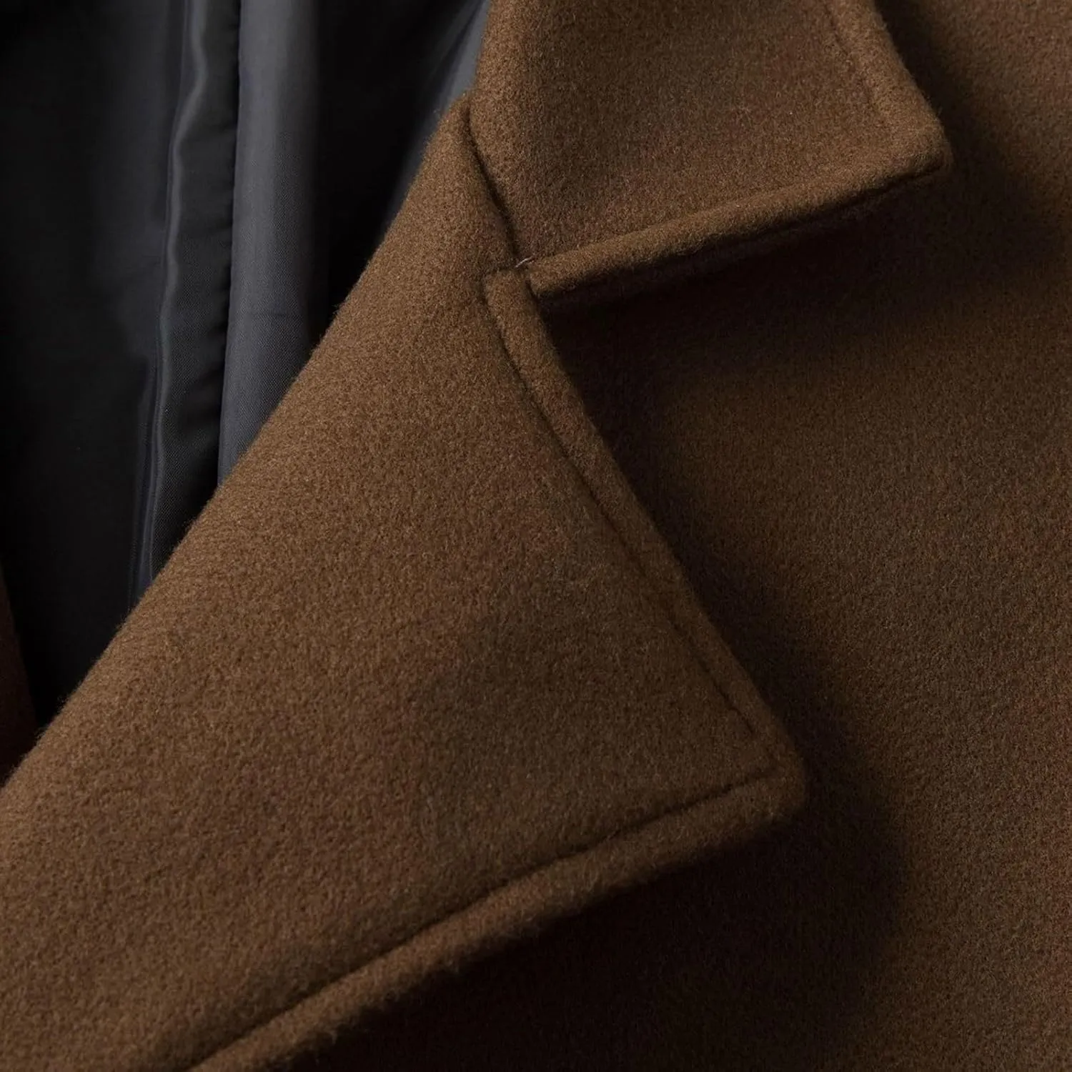 Dgoopd Mens Trench Coat Wool Blend Long Coat Double Breasted Coat Notch Lapel Jacket Fashion Peacoat Winter Overcoat