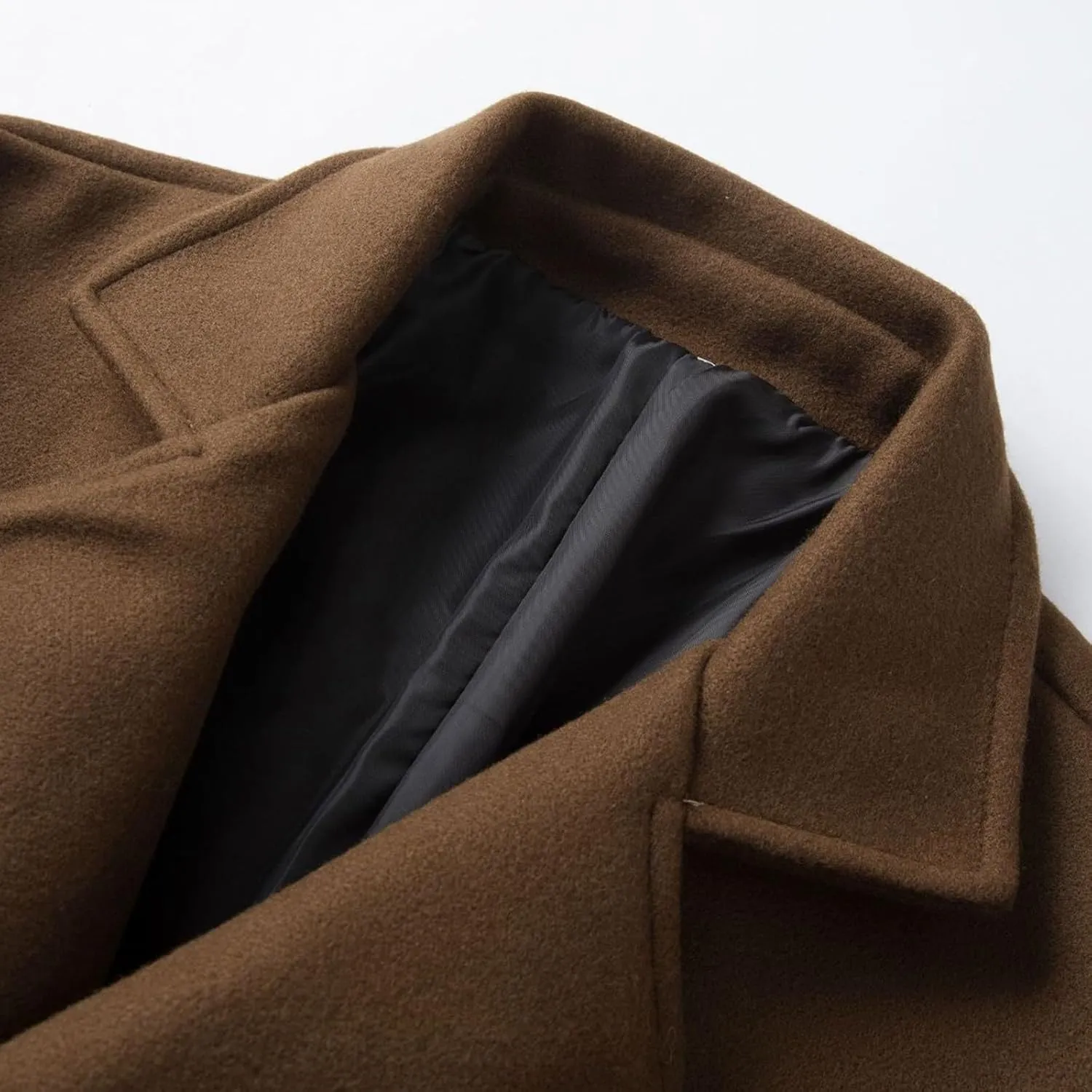 Dgoopd Mens Trench Coat Wool Blend Long Coat Double Breasted Coat Notch Lapel Jacket Fashion Peacoat Winter Overcoat