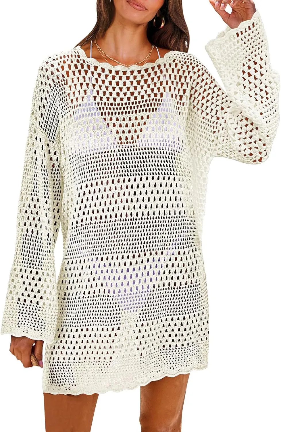 Dresses for Women Cover Up Summer Bathing Suit Coverup Dress Knit Beach Dress Beach Vacation Sundress 2025