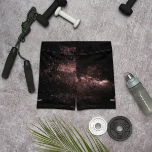 Dusty Brown Galaxy Women's Shorts, Space Milky Way Short Tights For Ladies-Made in USA/EU