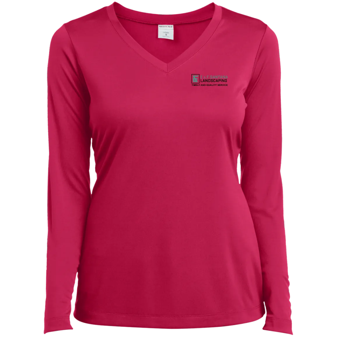 E&F Ladies’ Long Sleeve Performance V-Neck Tee