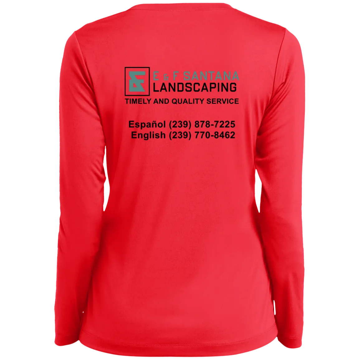 E&F Ladies’ Long Sleeve Performance V-Neck Tee