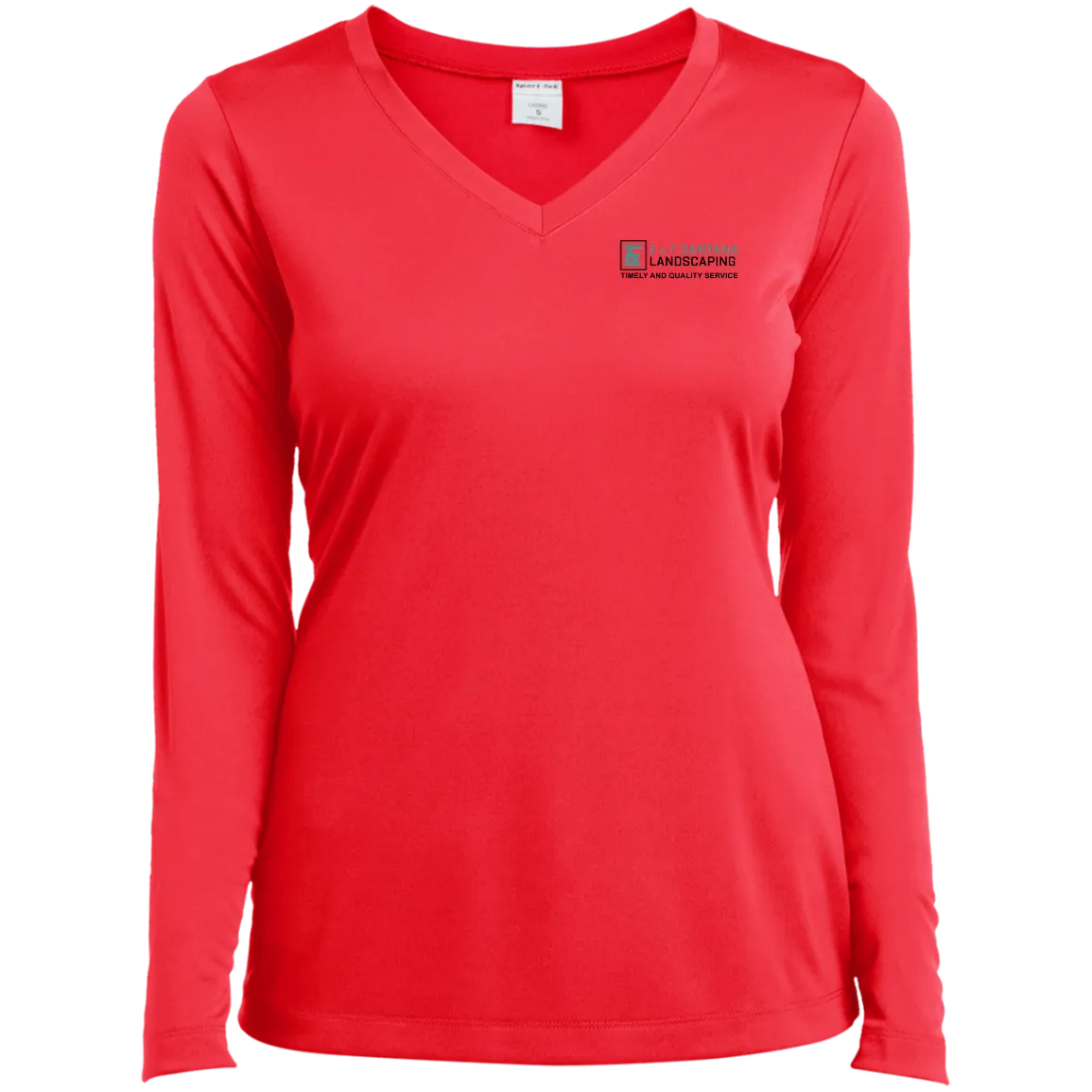 E&F Ladies’ Long Sleeve Performance V-Neck Tee