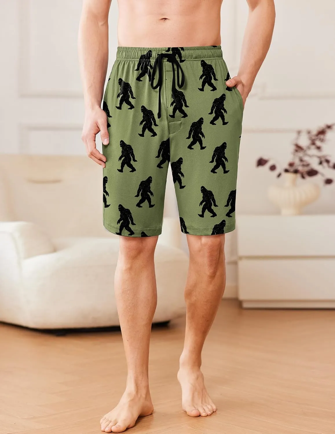 Ekouaer Men's Pajama Shorts Soft Sleepwear Bottoms Elastic Waistband Loungewear