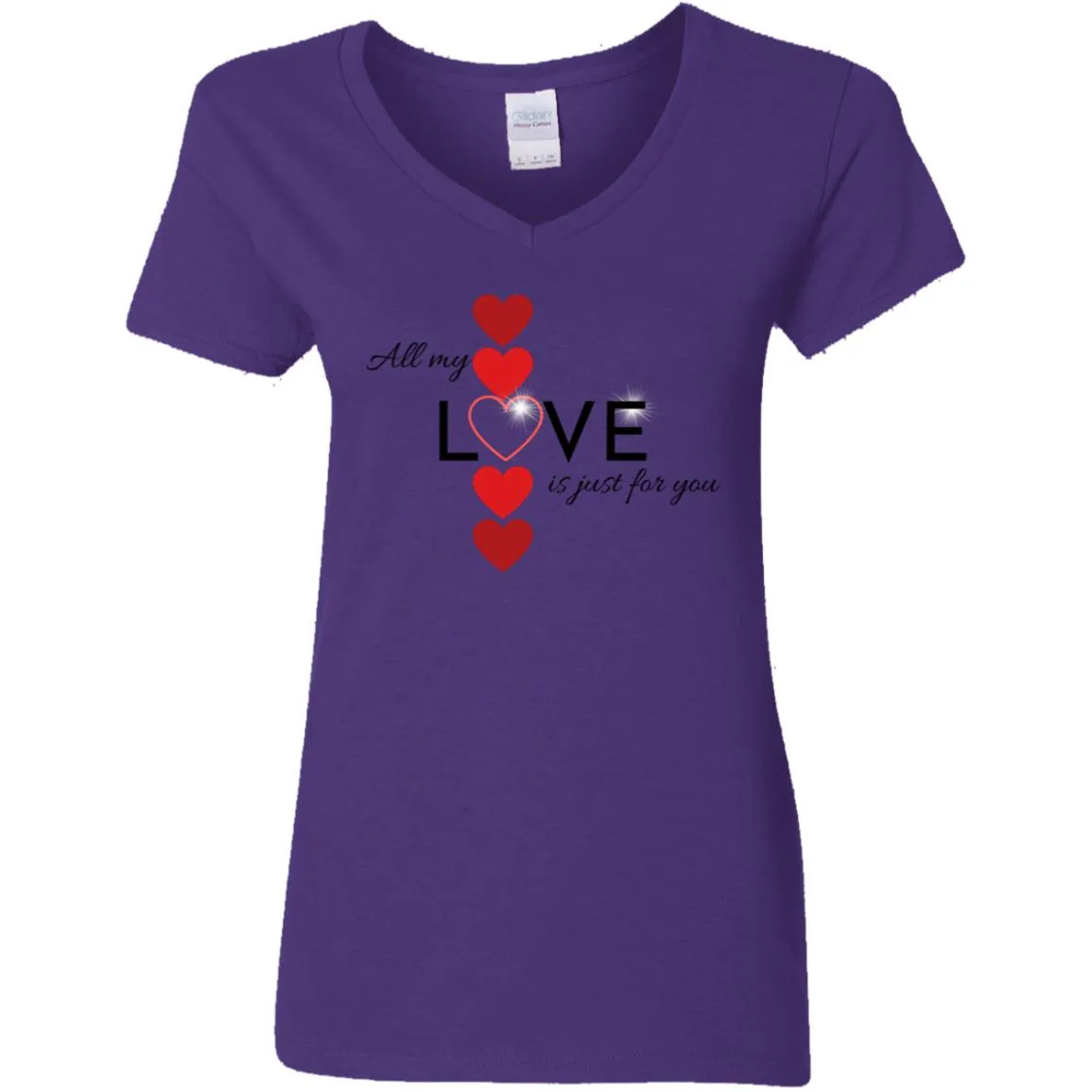 Elegant red hearts no background black t-shirt G500VL Ladies' 5.3 oz. V-Neck T-Shirt