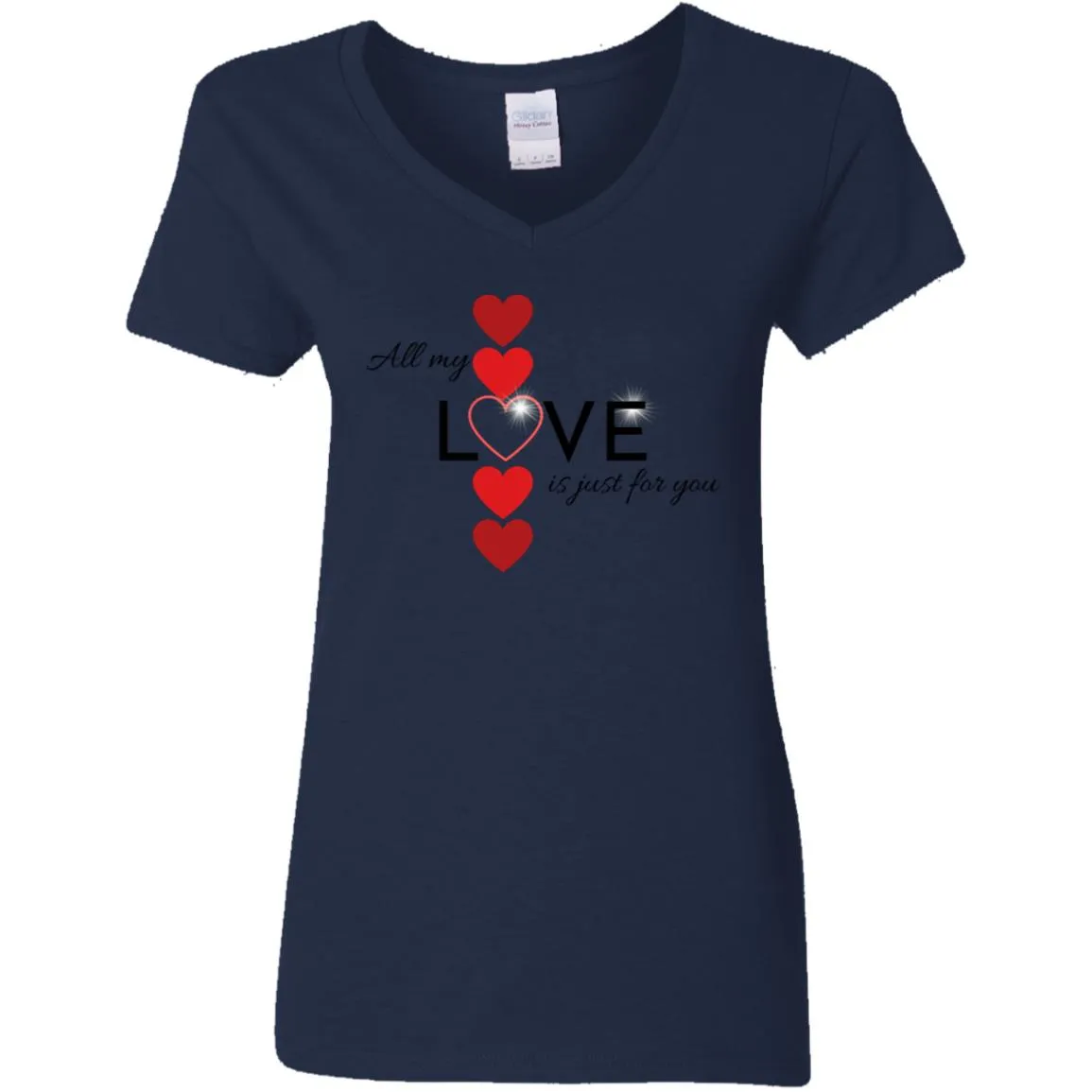 Elegant red hearts no background black t-shirt G500VL Ladies' 5.3 oz. V-Neck T-Shirt