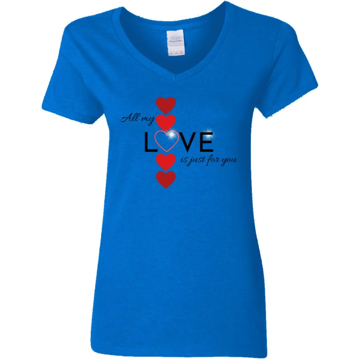 Elegant red hearts no background black t-shirt G500VL Ladies' 5.3 oz. V-Neck T-Shirt