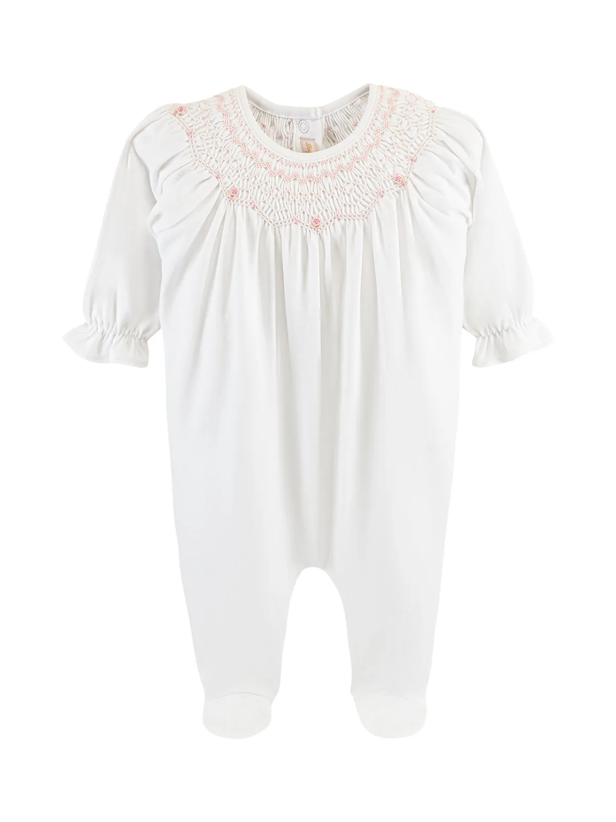 Embroidered Rose Smocked Footie